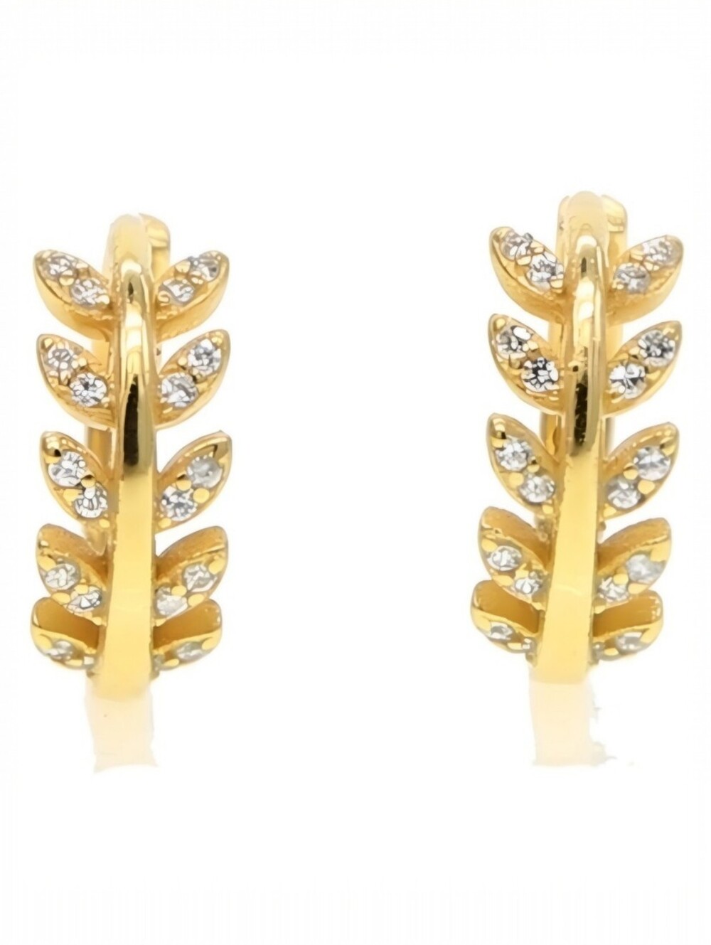 14K gold plated over .925 sterling silver vine zirconia huggies; NWOT